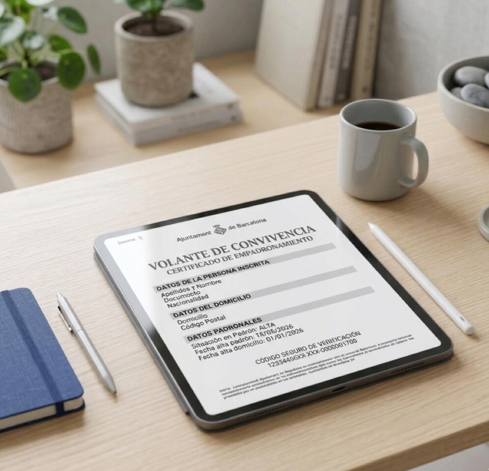 Gestionamos tu alta en el Padrón Municipal de Barcelona o solicitamos tu Certificado Histórico. Es el documento esencial para iniciar cualquier trámite de extranjería, TSI o escolarización.